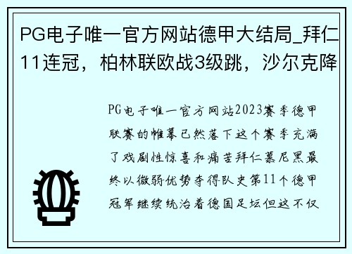 PG电子唯一官方网站德甲大结局_拜仁11连冠，柏林联欧战3级跳，沙尔克降级，16球悬念终局